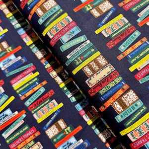 Curio - Book Club - Navy Metallic Fabric by Rifle Paper Co. for Cotton + Steel