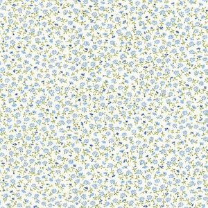 Sevenberry Petite Garden - Fiori piccoli blu - Tessuto di cotone