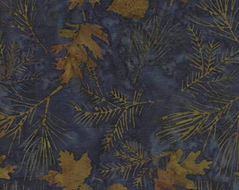 Island Batik - Sea Canyon - Leaf Sprigs Batik Fabric - Cotton Fabric