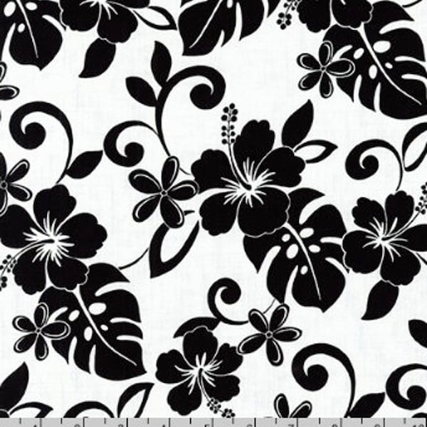 Robert Kaufman - Sevenberry Island Paradise - Stylish Aloha - Tropical Florals Black/White - Cotton Fabric