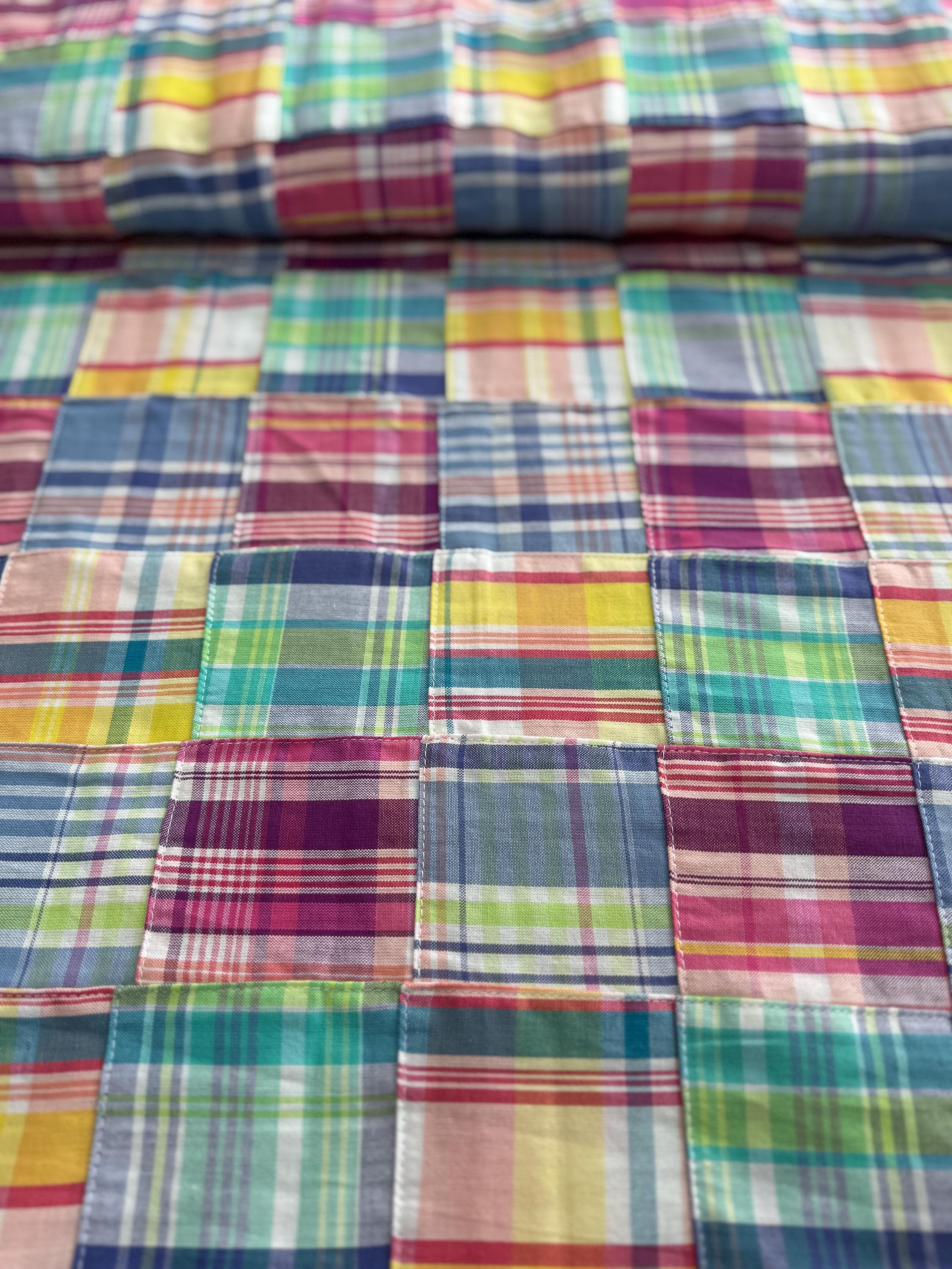 Madras Plaid Patchwork Fabric: Yarn-dyed Cotton Quilting