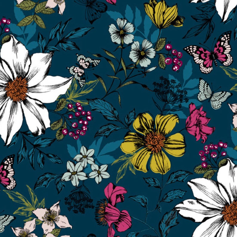 Fleur Tissu Botanica Exotique Floral 100 Coton Fat Quarters