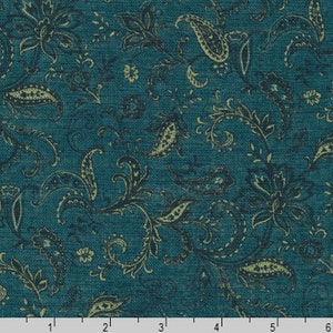 Sevenberry Nara Homespun: Indigo Paisley Cotton Fabric