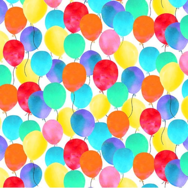 Timeless Treasures - Party Animal - Colorful Party Balloons - Digital Print - Cotton Fabric