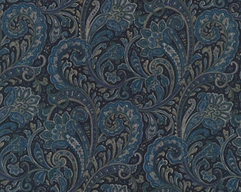 Navy Paisley Cotton Fabric - Sevenberry Print
