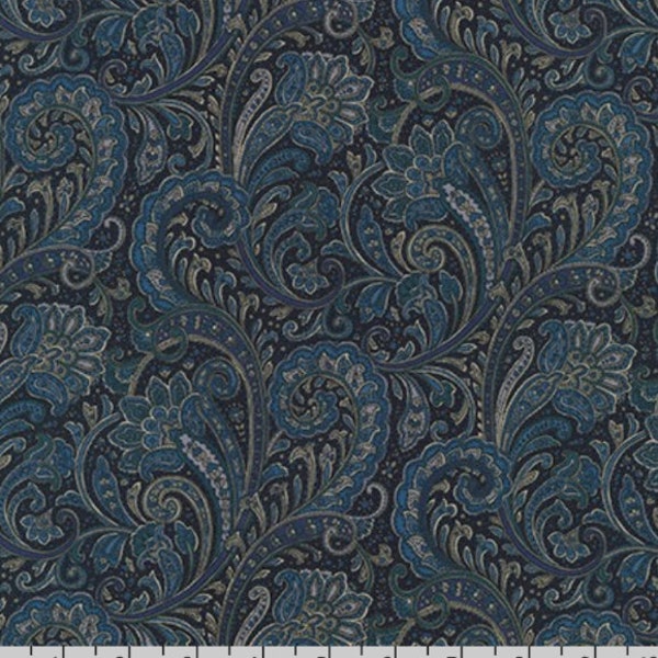 Navy Blue Paisley Fabric - Etsy