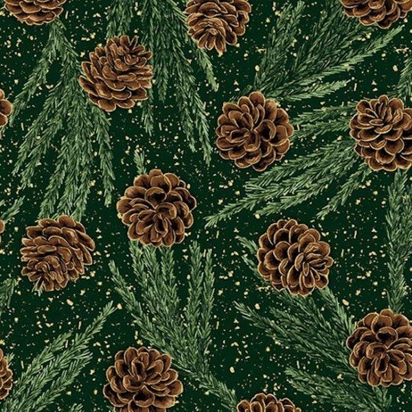 Trefft Magnolia - Piniengold Metallic - Baumwollstoff
