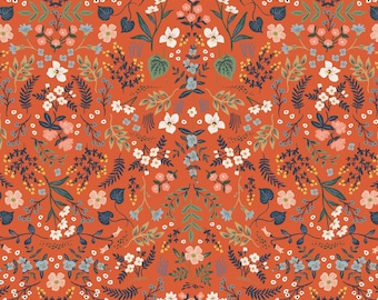 Red Metallic Floral Quilting Cotton: Rifle Paper Co. Wildwood Fabric