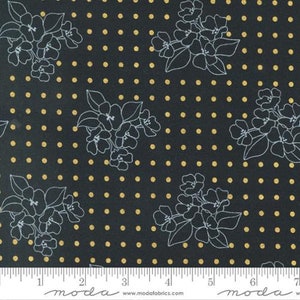 Gilded Metallic Ink - Floral Dots Gold Metallic Fabric by Alli K Design - Metallic Cotton Fabric