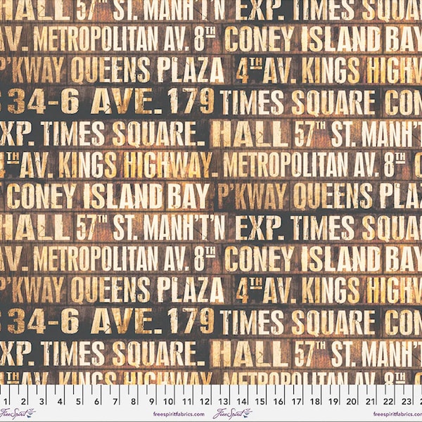 Canvas Fabric - Free Spirit - Eclectic Elements Embark - Subway Signs Neutral Canvas Fabric by Tim Holtz