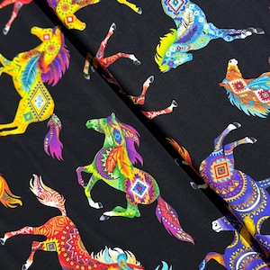 Southwest - Horses Fabric by Timeless Treasures | Western Desert Horse Cotton | 100% Cotton  Digital Print | 43&quot;/44&quot; Wide