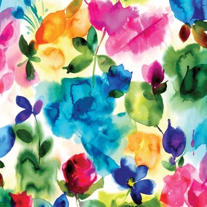 Moda Fabrics - Gradients 2 Splash - Watercolor Blooms Multi - Digital Print - Cotton Fabric