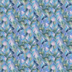 Flourish - Pretty Packed Peacock Feathers Pastel - Digital Print - Cotton Fabric