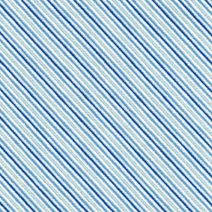 Holiday Charms - Stripe Blue Silver - Metallic Cotton Fabric