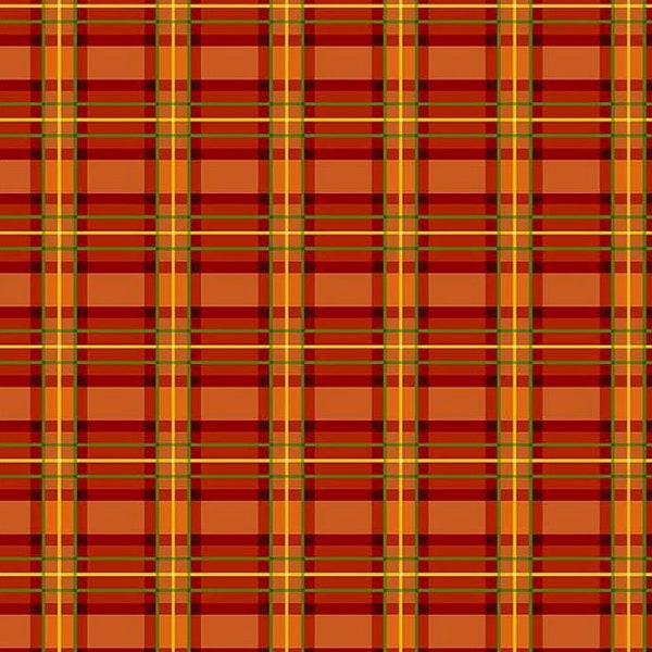 Timeless Treasures - Autumn Leaves - Traditional Metallic Harvest Plaid - Metallic - Cotton Fabric