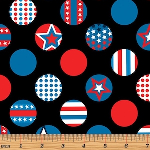 All American - Dot Black Fabric by Maria Kalinowski - Cotton Fabric
