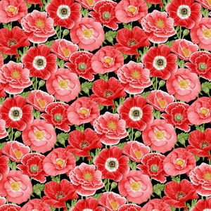 Poppy Meadows - Large Poppies Fabric by Jane Shasky - Cotton Fabric