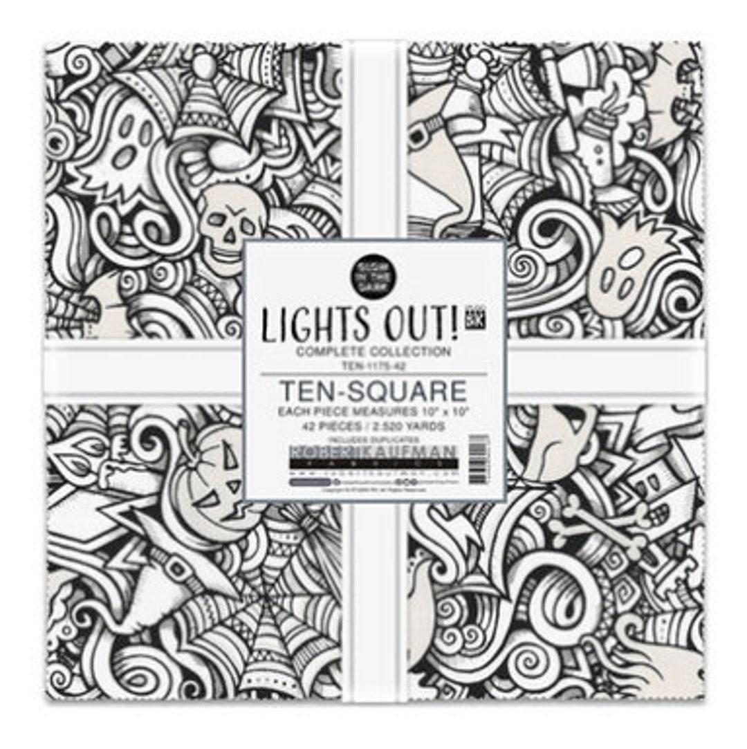 Robert Kaufman Lights Out Glowinthedark Complete Collection Ten Squares/layer Cake 42, 10 X