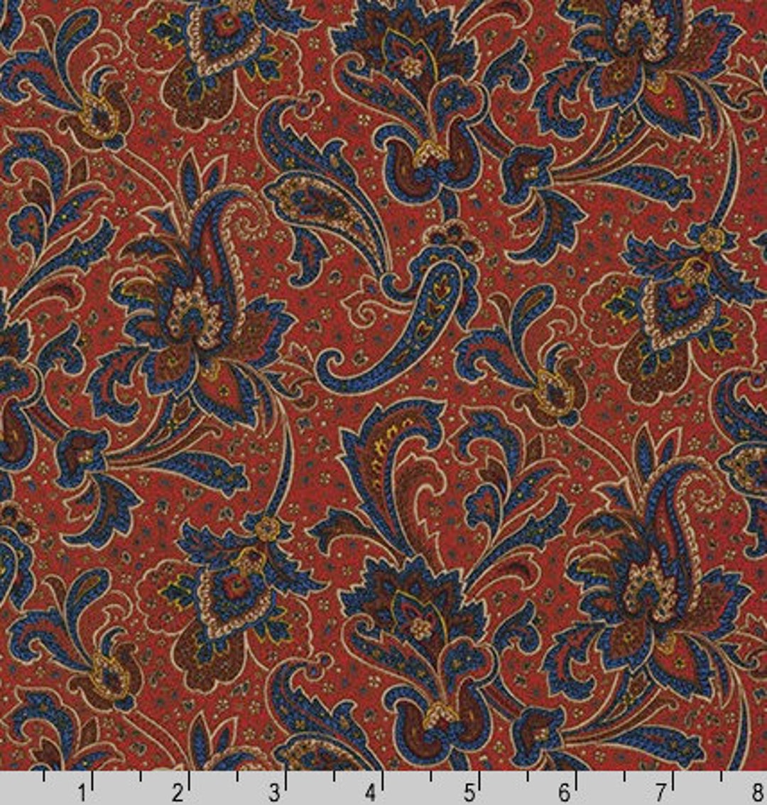 Robert Kaufman Cotton Paisley Prints Red Fabric by Sevenberry Cotton