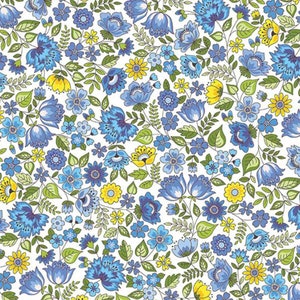 Bloom - Spring Chintz Blue Fabric by Makower UK - Cotton Fabric