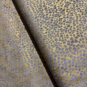 Gustav Klimt - Brushstrokes with Grey Gold - Metallic Cotton Fabric