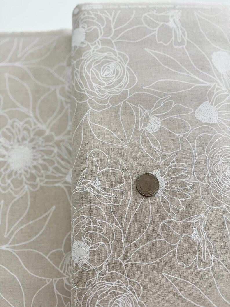 Botany Mochi Linen Paper: Floral Cotton Linen Fabric by Alli K Design image 6