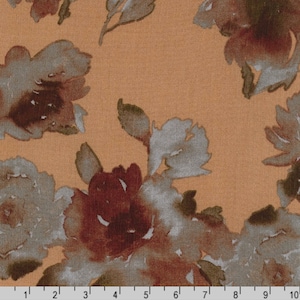 Viscosestof - Sunset Studio Collection - Rayon Crinkle - Gebloemde abrikoos - Breedte 50&quot;