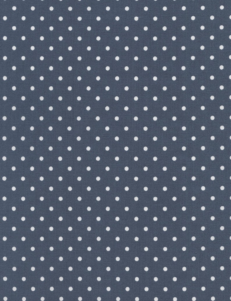 Polka Dot Timeless Treasures Denim Blue Cotton Fabric Remnants