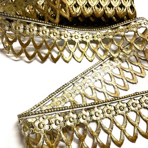Iron-on Metallic Gold Lace Trim with adhesive back -*Sold by the Yard*