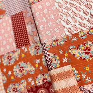 Cadence - Patchwork Persimmon Fabric by Crystal Manning - Cotton Fabric
