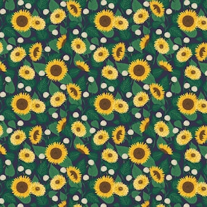 Curio - Sunflower Fields - Navy Fabric by Rifle Paper Co. - Cotton Fabric