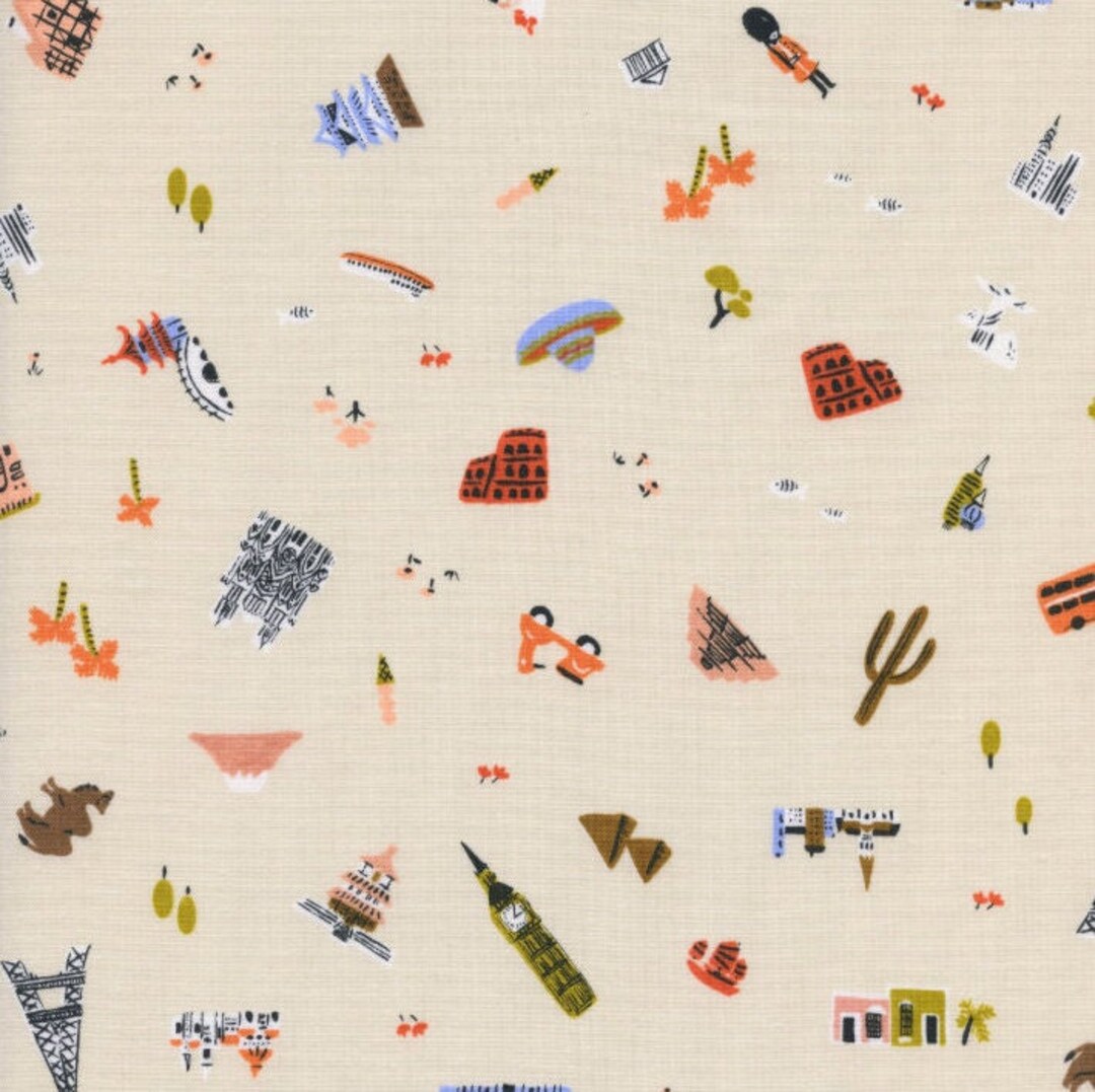 Cotton Steel Amalfi Explorer Natural Cotton Fabric Etsy