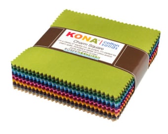 Robert Kaufman - Kona Cotton Dusty 101 Palette Charm Pack - 101 pieces, 5" x 5" Precut Fabric Squares