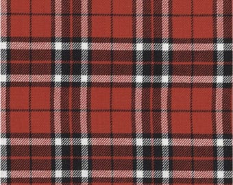 57" Width - Sevenberry Classic Plaid Twill - Red Yarn Dyed Twill Fabric