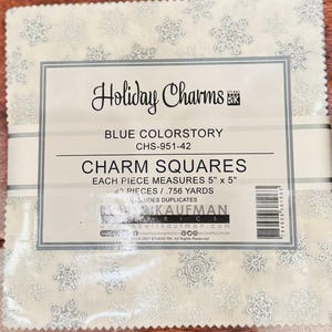 Holiday Charms - Blue Colorstory Charm Squares - 42, 5&quot; x 5&quot; Precut Squares