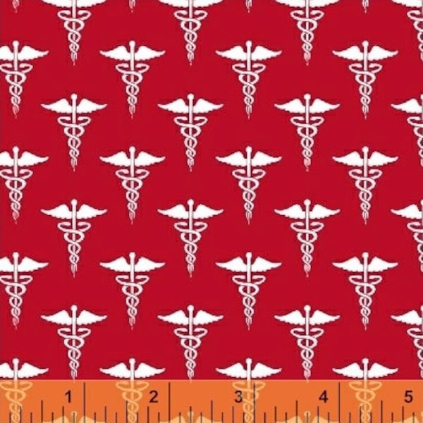 Windham Fabrics - Calling All Nurses - Medical Symbol on Red - Cotton Fabric