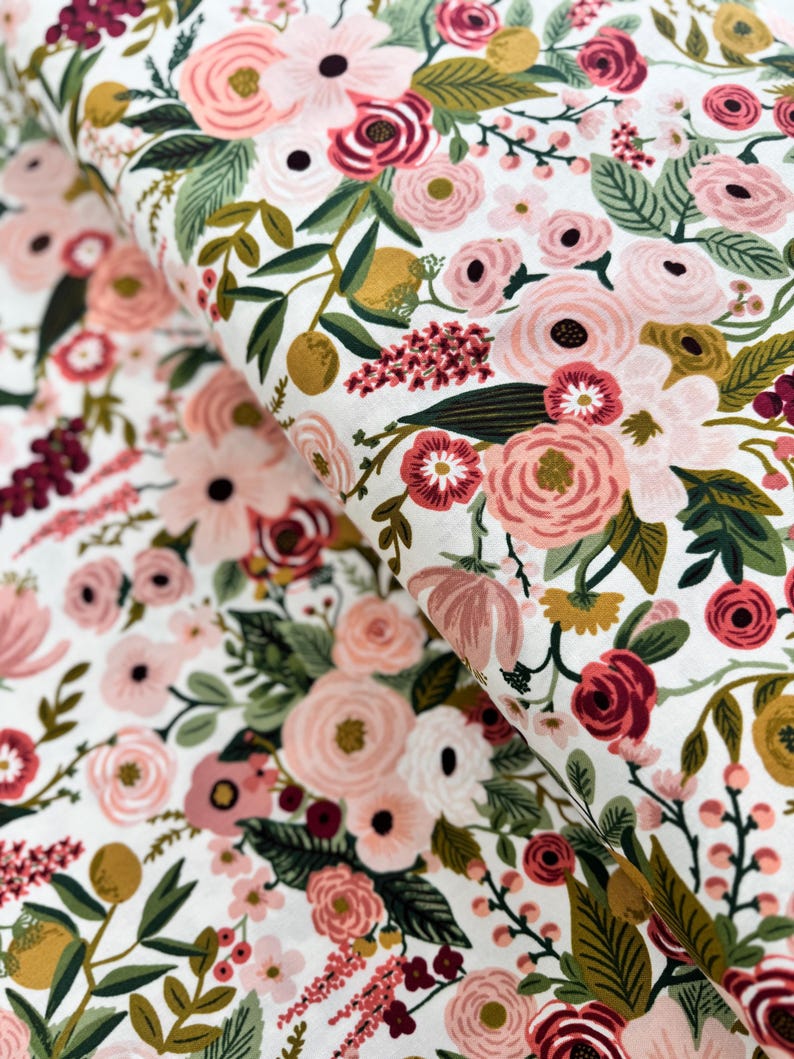 Katoenen stof tuinfeest roos - Rifle Paper Co. Wildwood Collection afbeelding 1