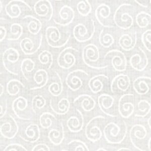 Muslin Mates Swirls White cotton quilting fabric by Moda – tonal white swirls print on 100% cotton, 44" wide