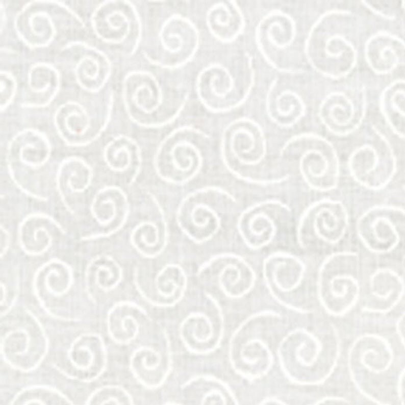 Muslin Mates Swirls White cotton quilting fabric by Moda – tonal white swirls print on 100% cotton, 44" wide