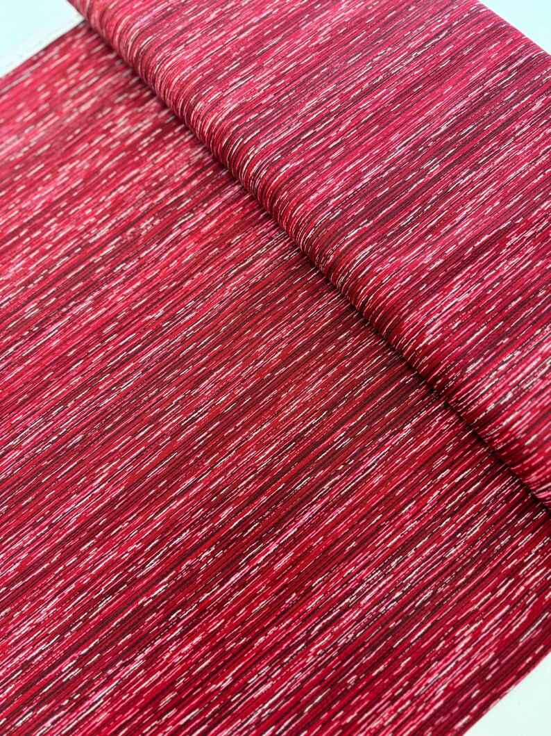 Holiday Wishes - Stripe Crimson/Silver Metallic - Cotton Fabric image 3
