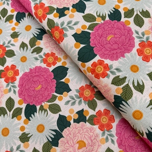 Canvas Fabric - Wildflora - Floral Daydream - Garden Path Unbleached Canvas by Erin McManness for Cotton + Steel | 43&quot;/44&quot; Wide