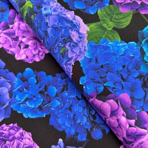 Midnight Bloom – Hydrangea Large Florals Fabric by Chong-a Hwang for Timeless Treasures | Digital Print Cotton Fabric