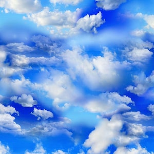 108 "breite - Wolken in einem hellen Himmel Quilt-Trägerstoff - Digitaldruck - Baumwollstoff