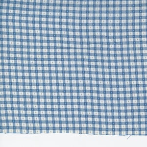 Blaue Jeans Vichykaro gewebte Baumwollstoff - Denim und Margeriten
