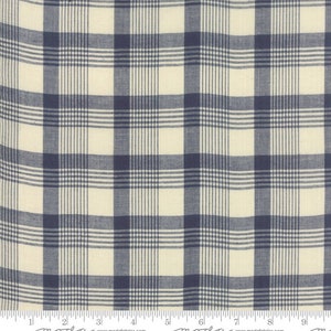 Indigo Windowpane Plaid Cotton Fabric - Vive La France Wovens
