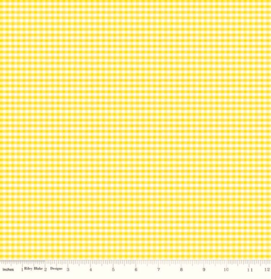 1/8 Inch Small Gingham Check Yellow - Cotton Fabric