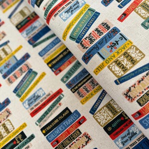 Canvas Fabrics - Curio - Book Club - Linen Unbleached Metallic Canvas Fabric by Rifle Paper Co.