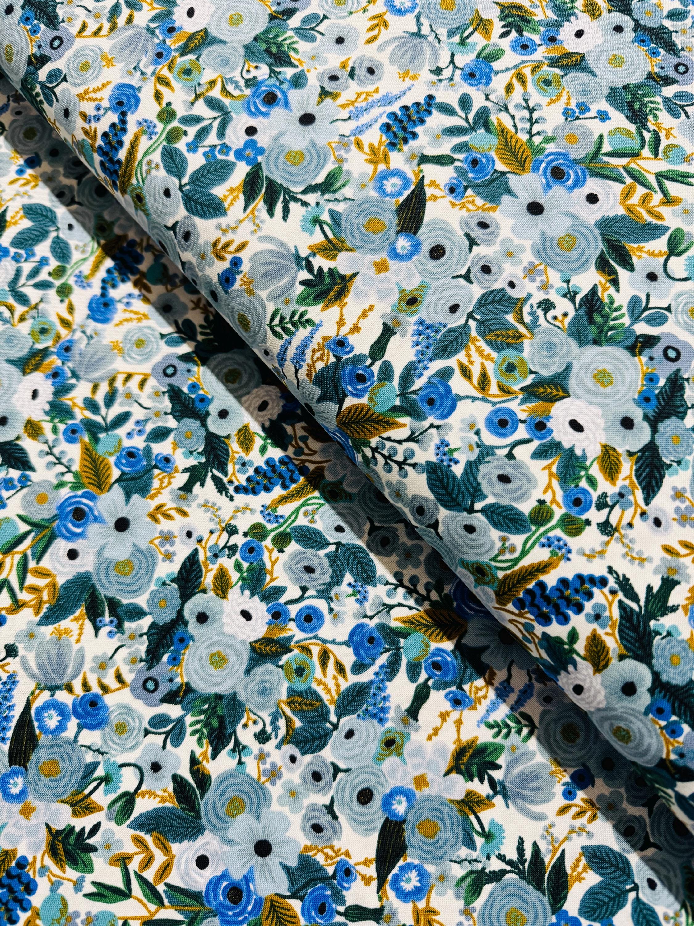 Wildwood - Garden Party - Petite Garden Party Blue Fabric by Rifle Paper Co. - Cotton Fabric