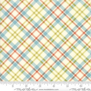 Moda Fabrics - The Treehouse Club - Vanilla Splash Picnic Plaid Fabric by Sweetwater - Cotton Fabric