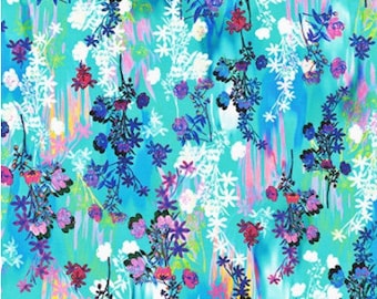 Robert Kaufman - Cotton Lawn Fabric - Wishwell Bright Side Lawns - Waterfall Fabric by Vanessa Lillrose and Linda Fitch